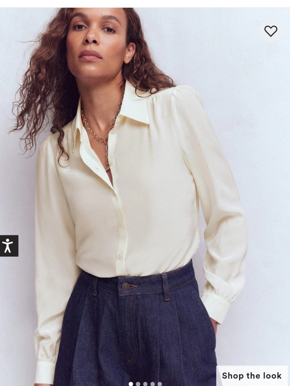 Boden Silk Cream Button-Front Long-Sleeve Blouse - Size 14